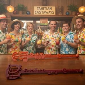 VNTG 1960s Castaways Hotel Miami Tahitian Bar Swizzle Stick Set (2)